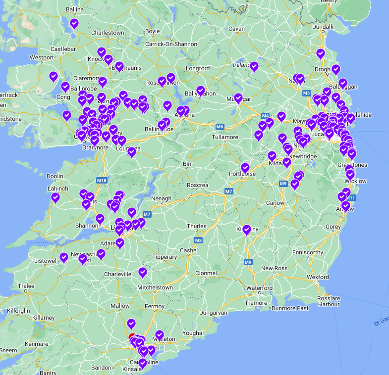 Map of installs across Ireland