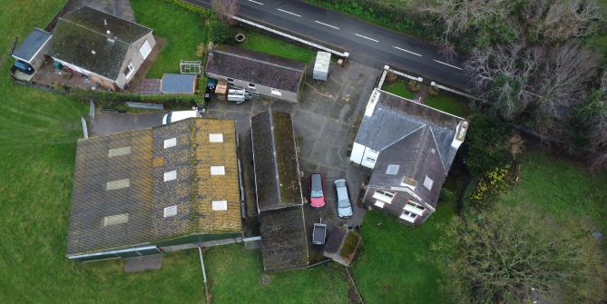 Aerial View of Farmland Roofs
