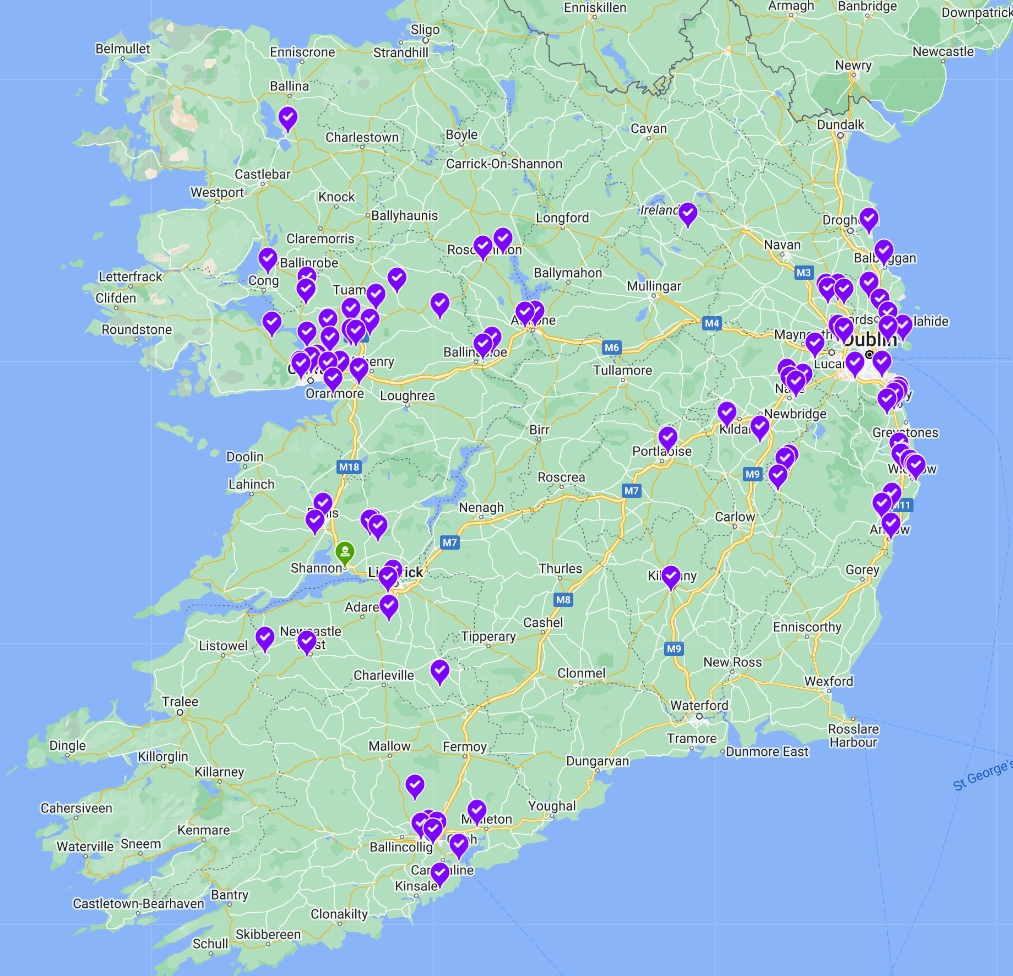 Map of installs across Ireland