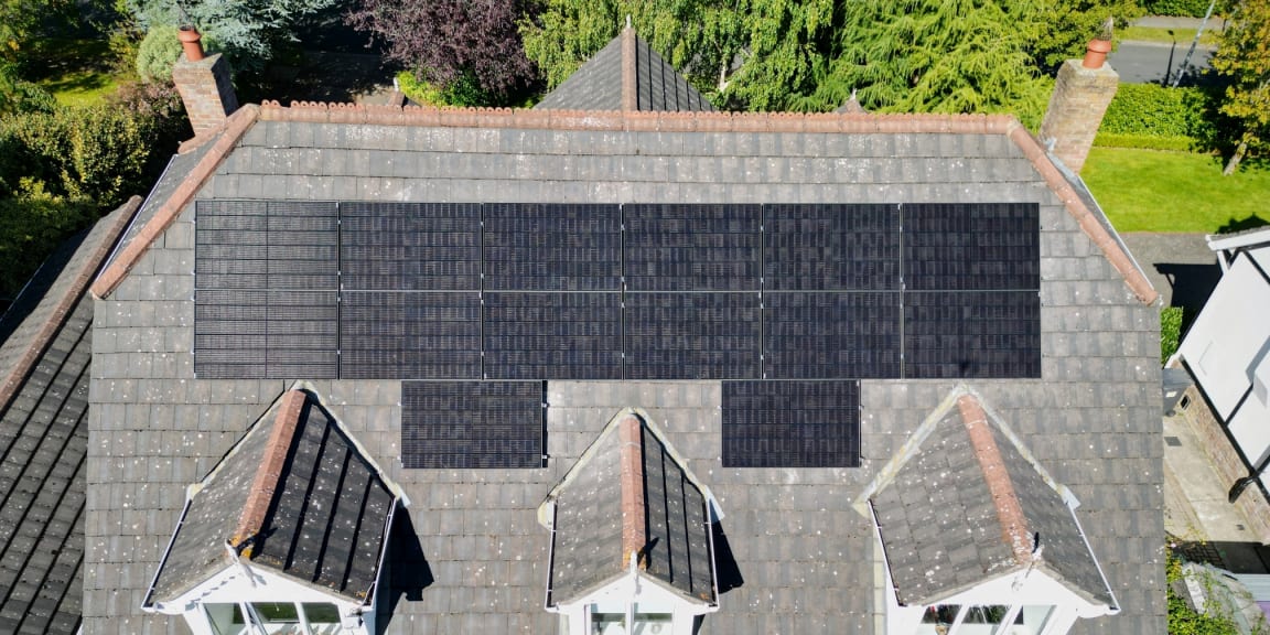 Roof of house after solar panel installation Ireland