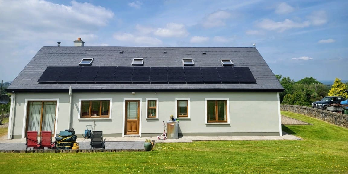 Solar panels on an Irish bungalow