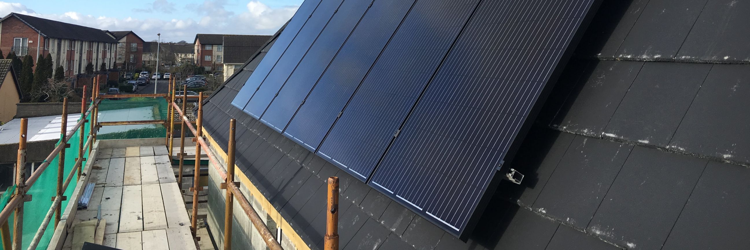 Solar panels above scaffolds