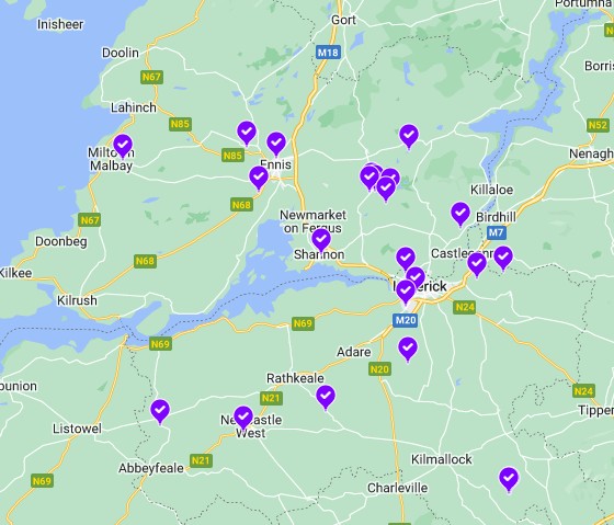 Map of Clare solar installations in 2023