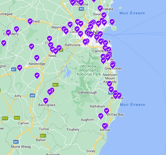 Map of Wicklow solar installations in 2023